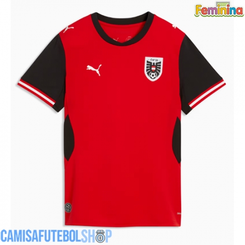 Camisa de time de futebol Áustria Replicas 1º Equipamento Feminina Mundo 2026 Manga Curta